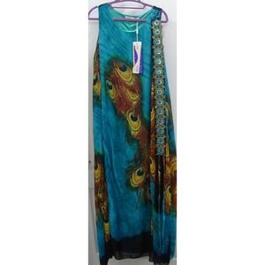 Long Dress Size Large Women's Mooby My Fashion Closet Peacock #234